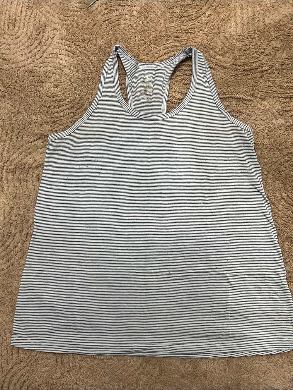 Athletic Works Black and White Striped Racerback Tank